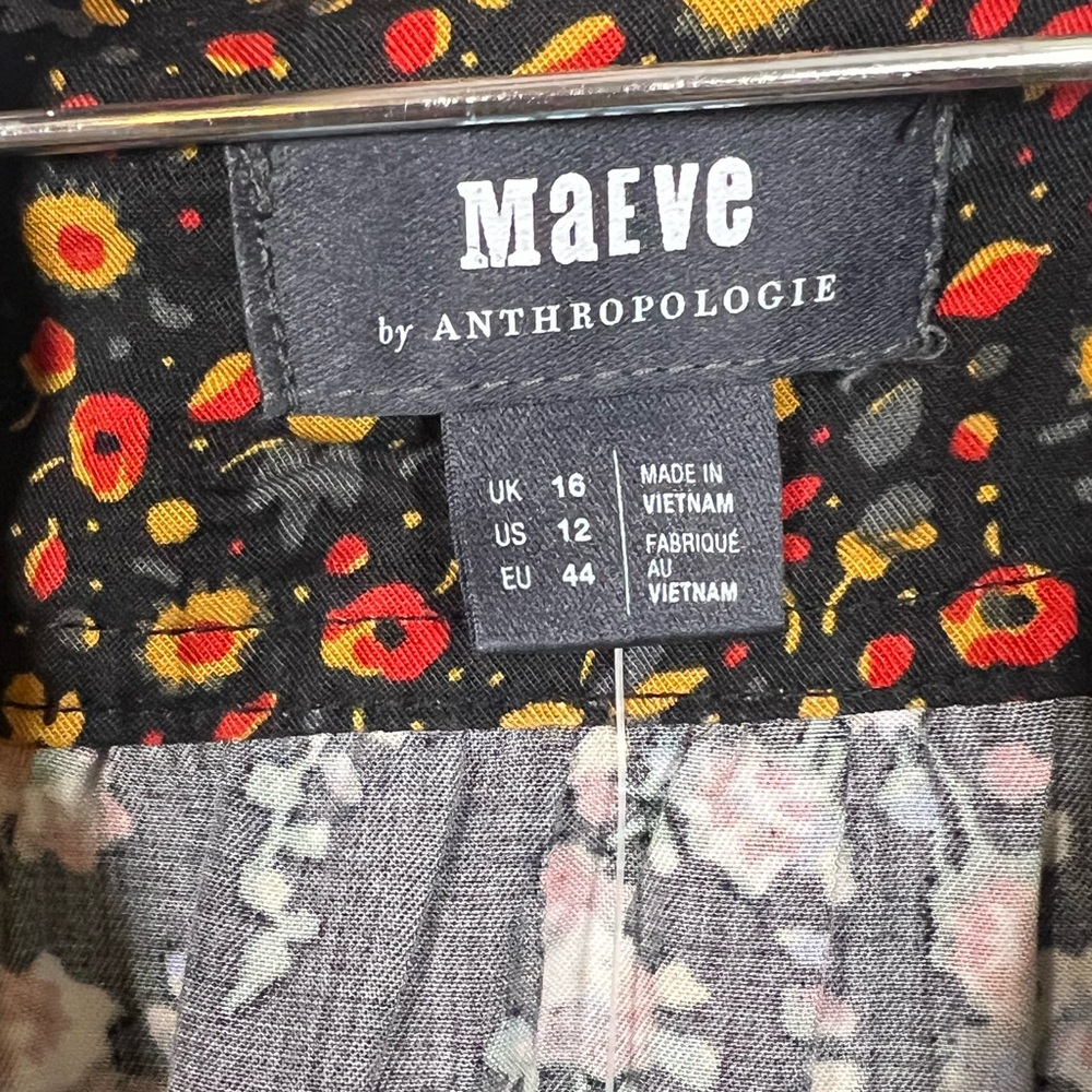 Anthropologie Maeve Marlie Ditsy Floral Tunic Dress Black Button Front NWT 12 - Picture 4 of 8